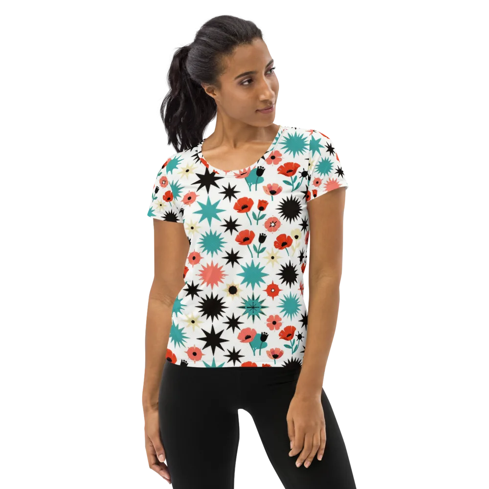 Poppy Starburst on Women's Athletic T-Shirt — Front