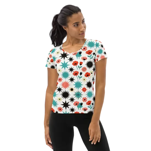 Poppy Starburst on a Women's Athletic T-Shirt