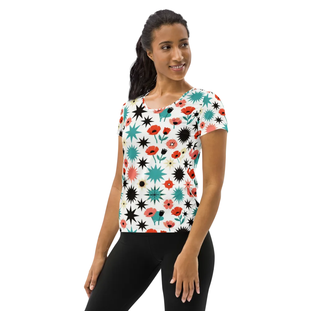 Poppy Starburst on Women's Athletic T-Shirt — Left