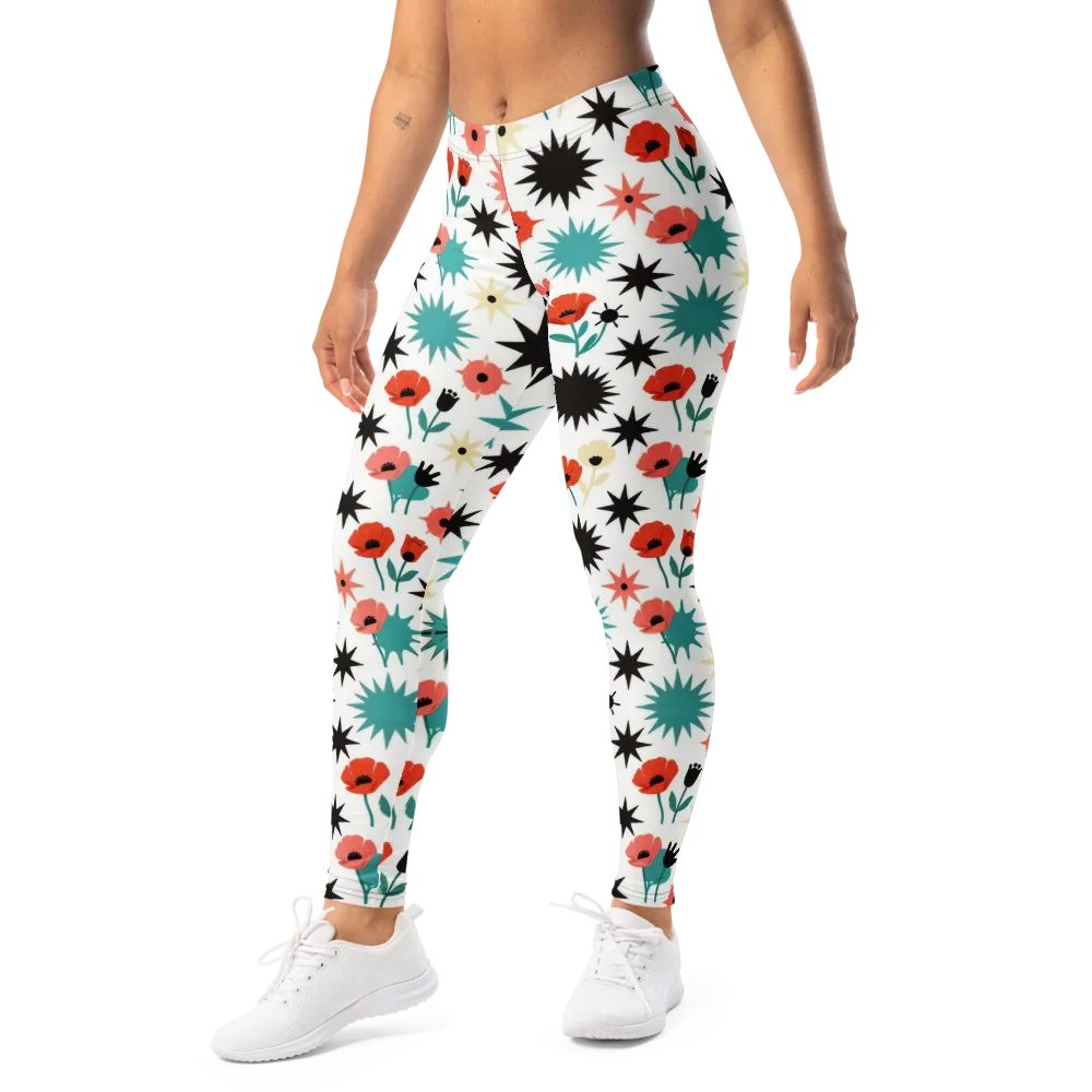 Poppy Starburst on Leggings — Left Front