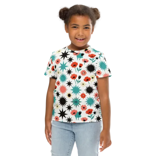 Poppy Starburst on a Kids Crew Neck T-Shirt