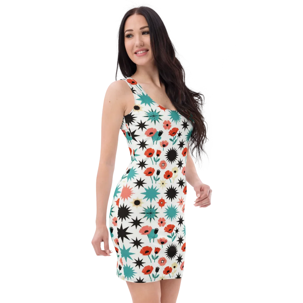 Poppy Starburst on Bodycon Dress — Right Front