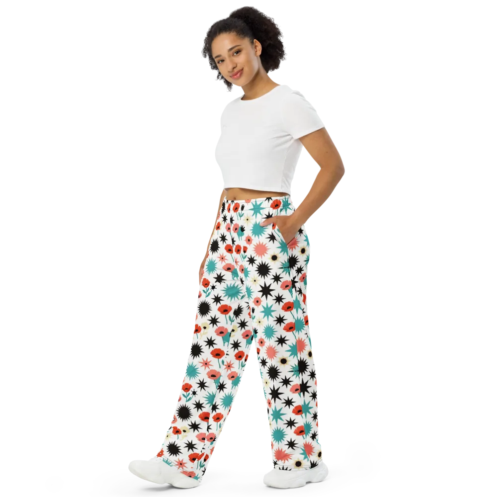Poppy Starburst on Wide-Leg Pants — Left Front