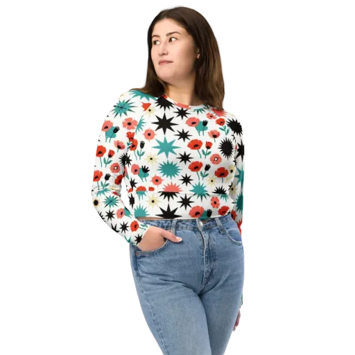 Poppy Starburst on a Long Sleeve Crop Top