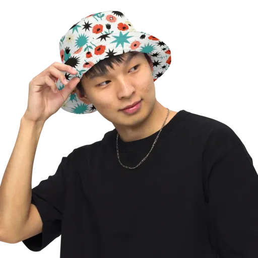 Poppy Starburst on a Reversible Bucket Hat