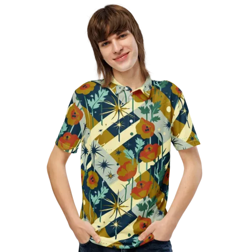 Marigold Signal on a Men's Slim Fit Polo Shirt