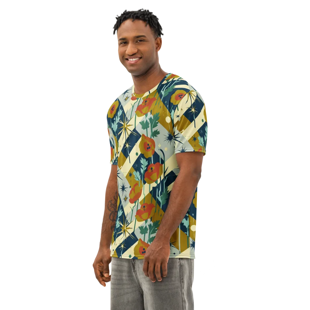Marigold Signal on Men's Cotton Crew Neck T-Shirt — Left Front