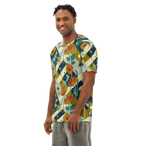 Marigold Signal on a Men's Cotton Crew Neck T-Shirt