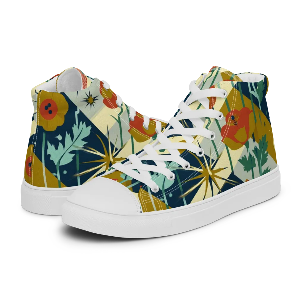 Marigold Signal on Men's High Top Canvas Shoes — Left