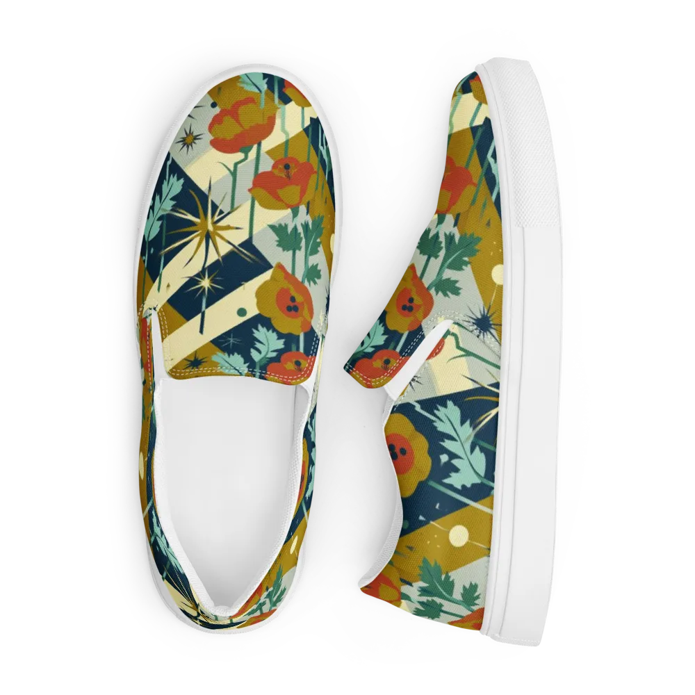 Marigold Signal on Men's Slip-On Canvas Shoes — Front