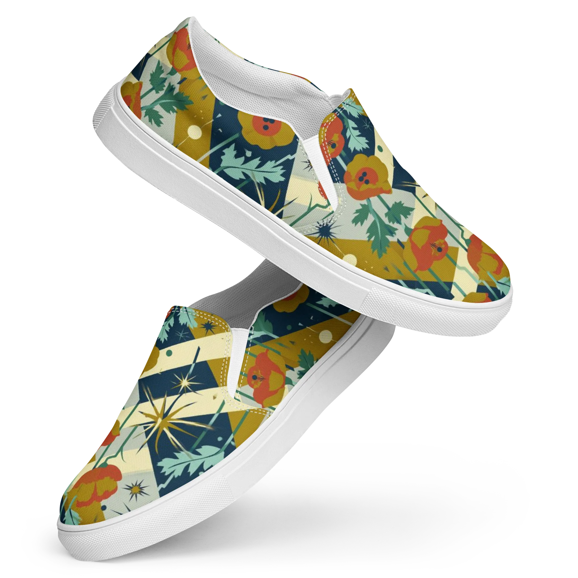 Marigold Signal on Women's Slip-On Canvas Shoes — Front