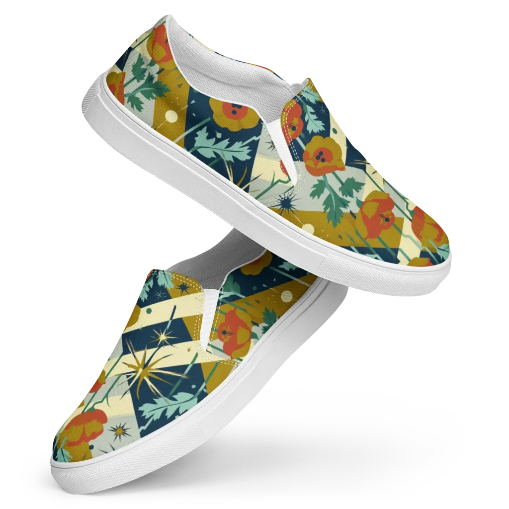 Marigold Signal on Women's Slip-On Canvas Shoes — Front