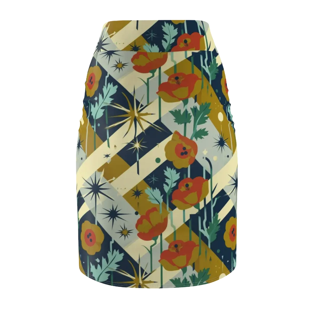 Marigold Signal on Pencil Skirt — Back