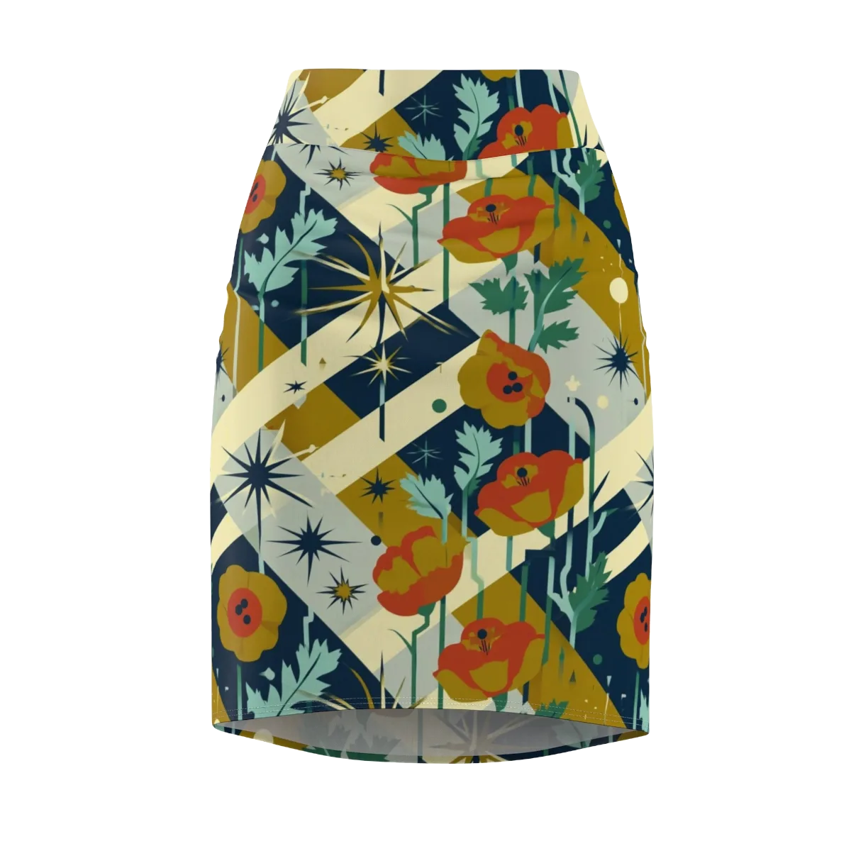 Marigold Signal on Pencil Skirt — Front