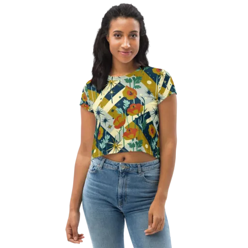 Marigold Signal on a Crop Tee