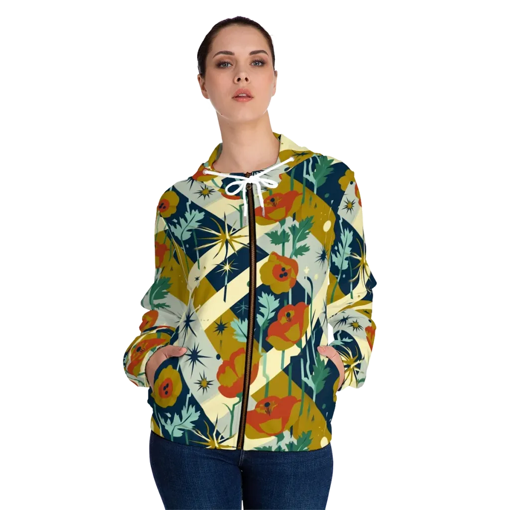 Marigold Signal on Women's Full-Zip Hoodie — Front On Person