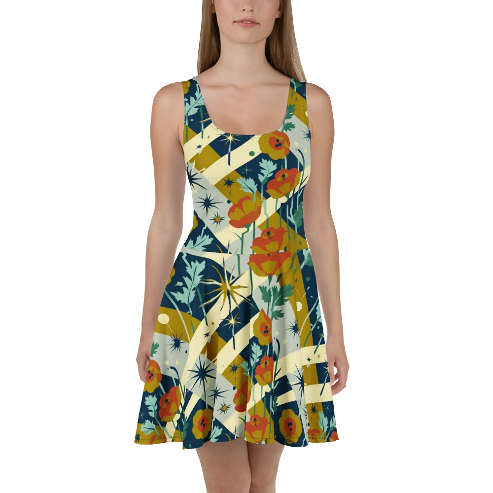 Marigold Signal on Skater Dress — Front