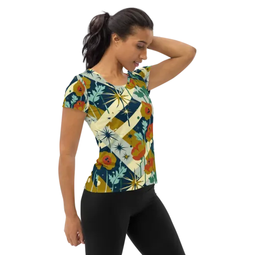 Marigold Signal on a Women's Athletic T-Shirt