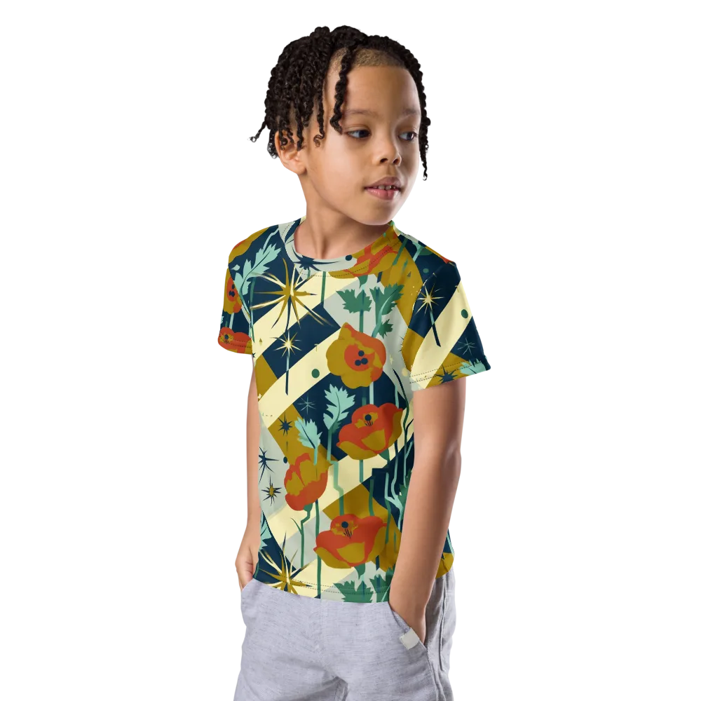 Marigold Signal on Kids Crew Neck T-Shirt — Left Front