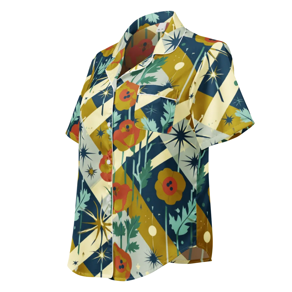Marigold Signal on Women's Short Sleeve Pajama Top — Left Front