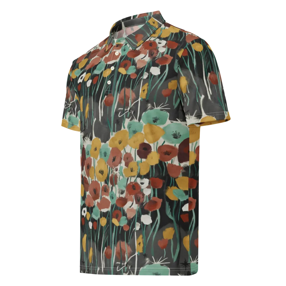 Midnight Poppies on Men's Slim Fit Polo Shirt — Left Front