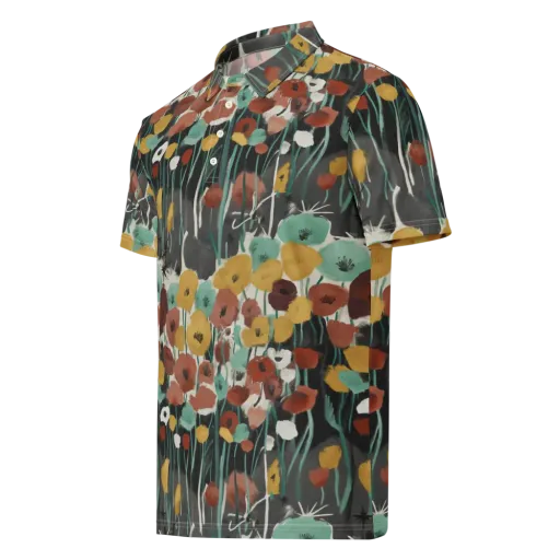 Midnight Poppies on a Men's Slim Fit Polo Shirt