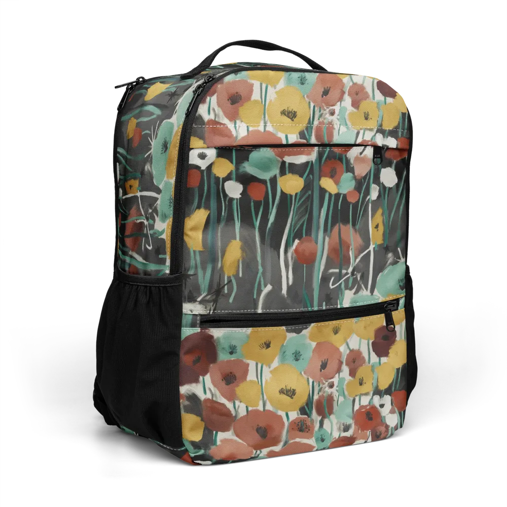 Midnight Poppies on Utility Backpack — Right Front