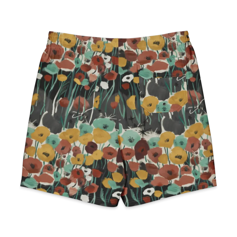 Midnight Poppies on Men's Board Shorts — Back