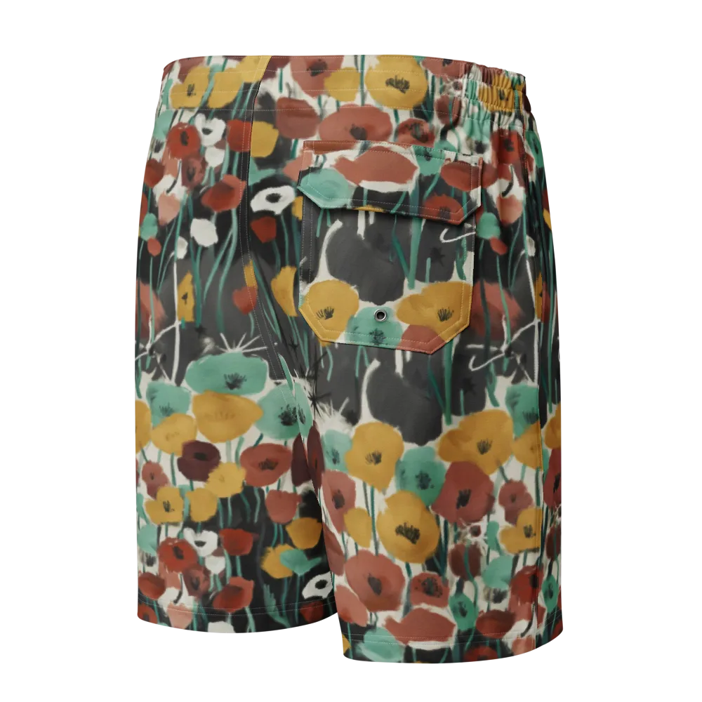 Midnight Poppies on Men's Board Shorts — Back