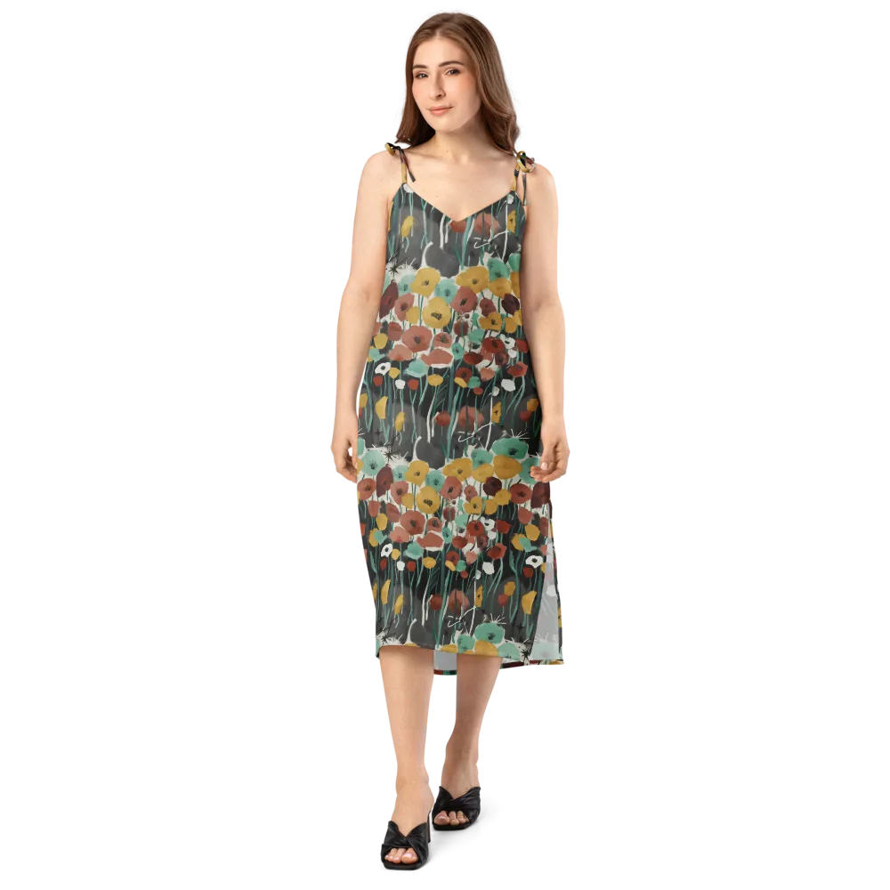 Midnight Poppies on Slip Dress — Front