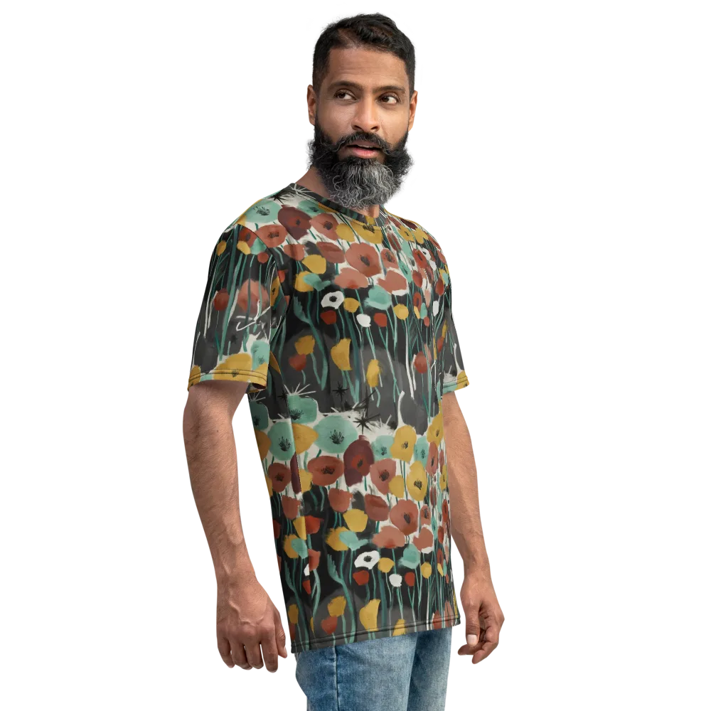 Midnight Poppies on Men's Crew Neck T-Shirt — Right