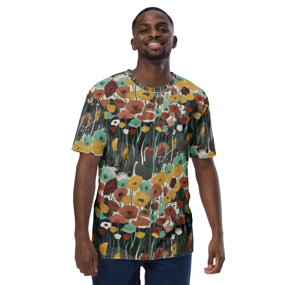 Midnight Poppies on Men's Crew Neck T-Shirt — Front