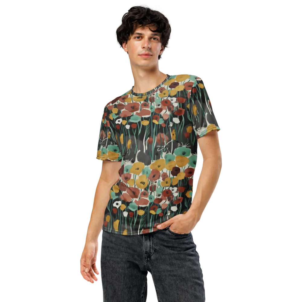 Midnight Poppies on Men's Crew Neck T-Shirt — Front