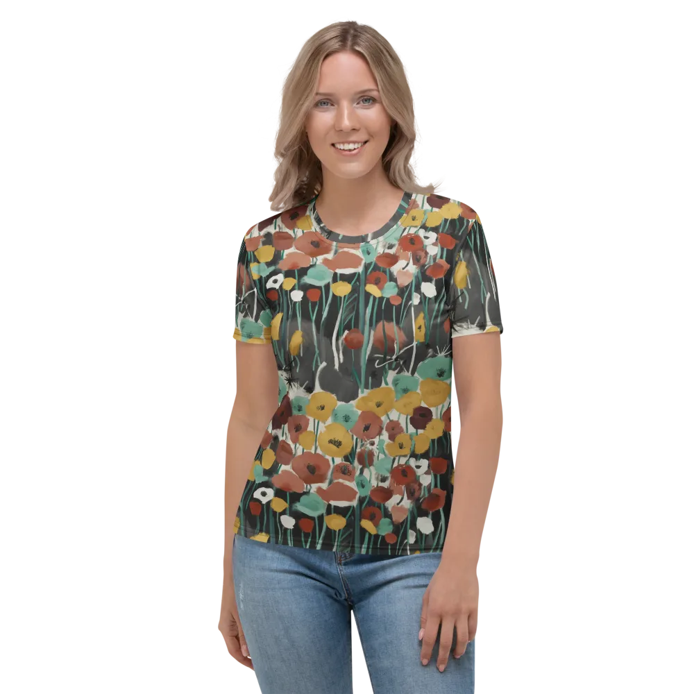 Midnight Poppies on Women's Crew Neck T-Shirt — Front