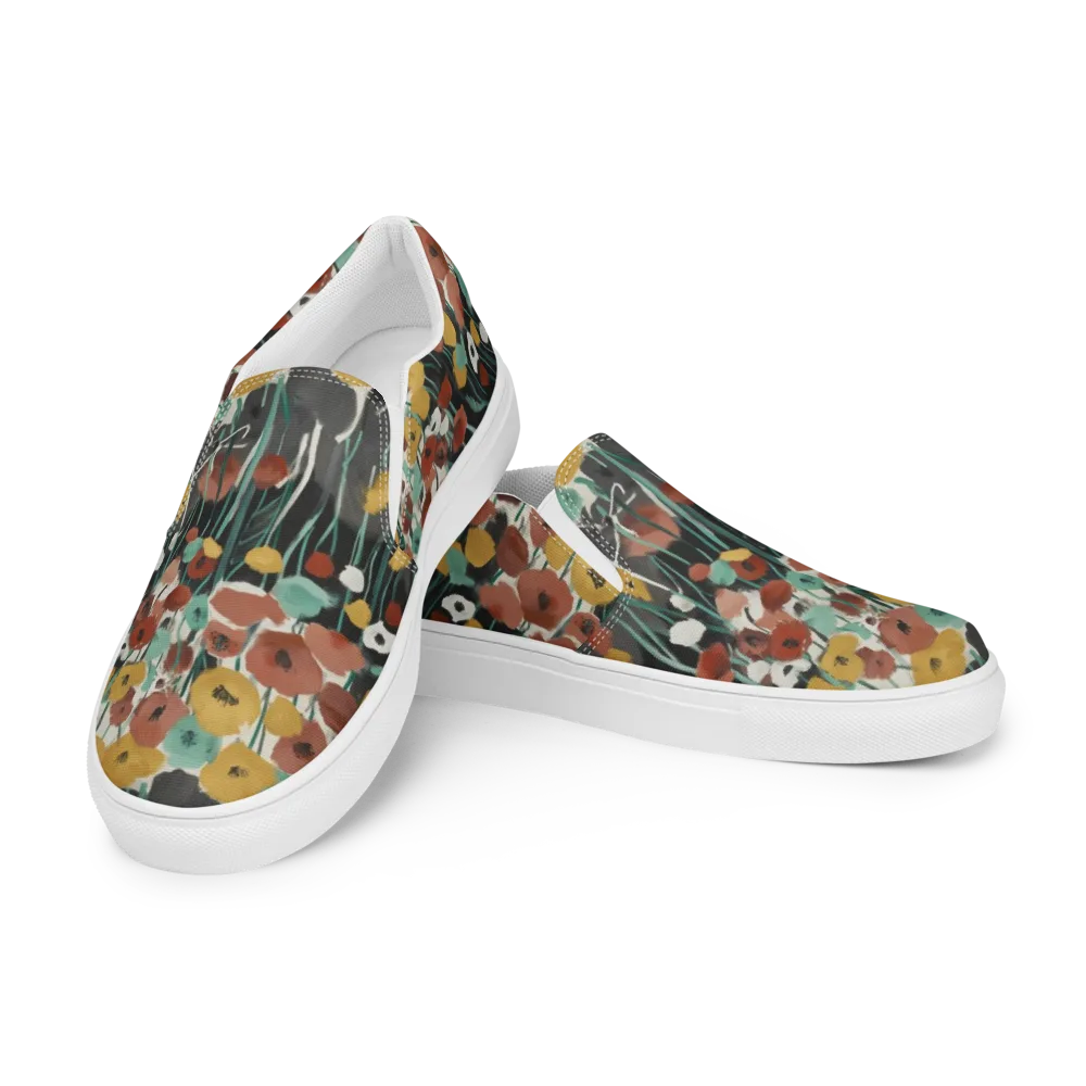 Midnight Poppies on Men's Slip-On Canvas Shoes — Left Front