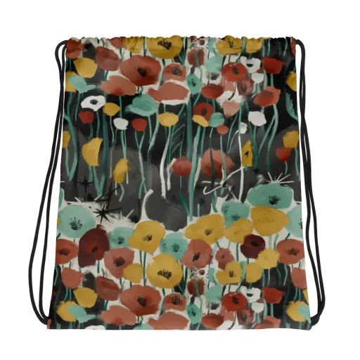 Midnight Poppies on a Drawstring Bag