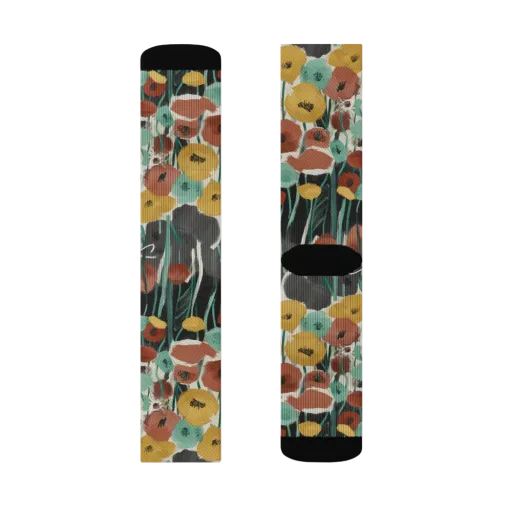 Midnight Poppies on a Socks
