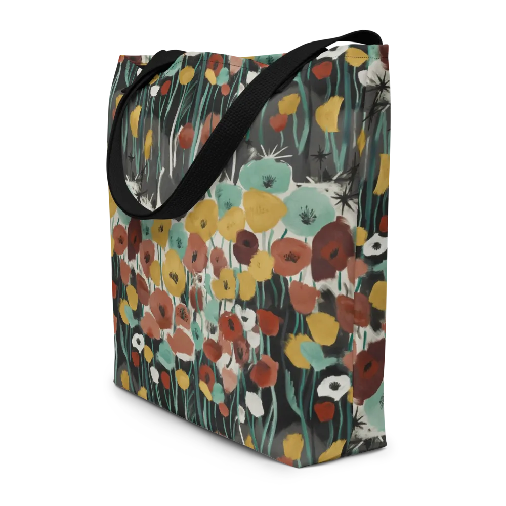 Midnight Poppies on Large Tote Bag W/ Pocket — Front