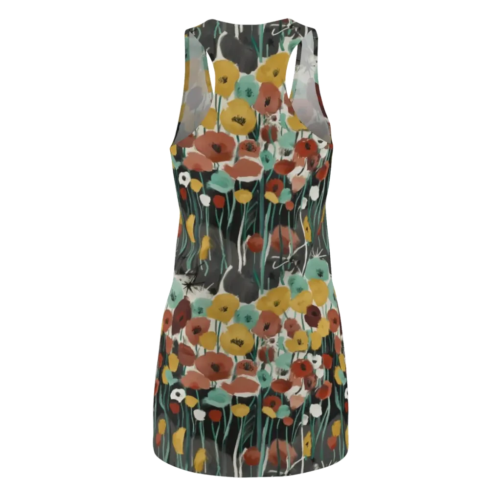 Midnight Poppies on Racerback Dress — Back