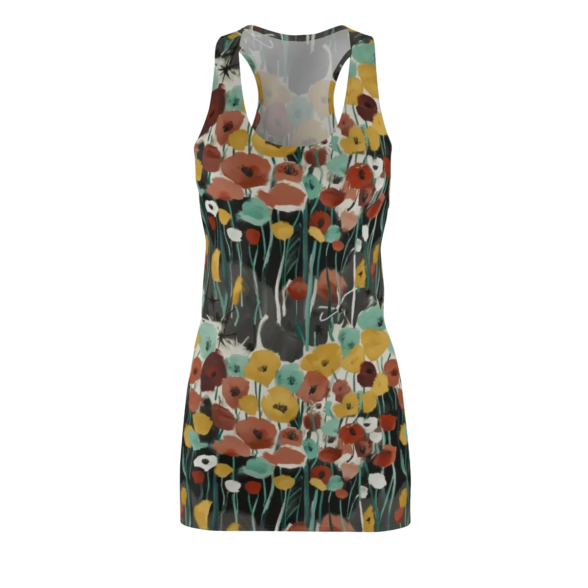 Midnight Poppies on Racerback Dress — Front