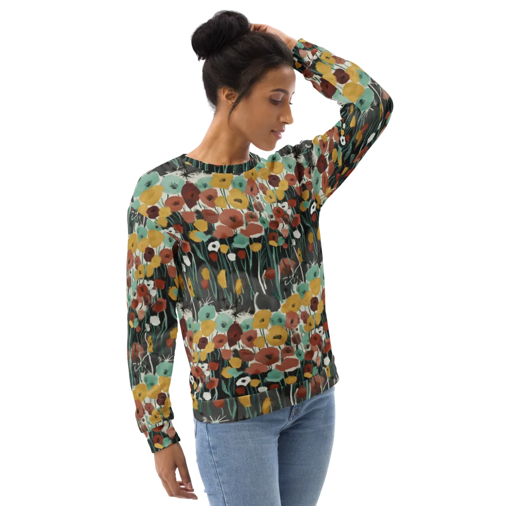 Midnight Poppies on Sweatshirt — Right Front