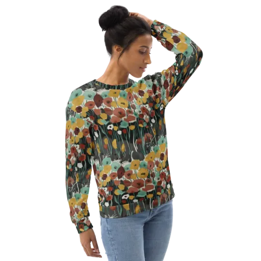 Midnight Poppies on a Sweatshirt