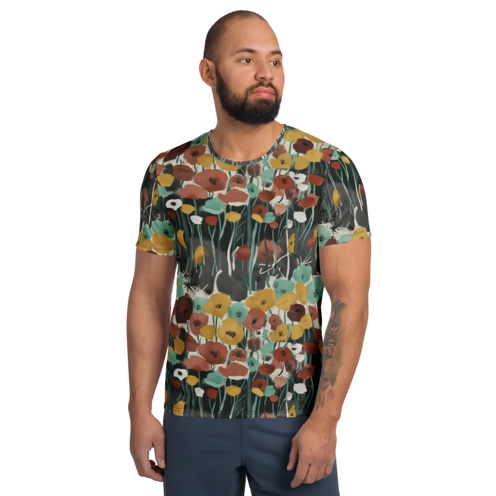 Midnight Poppies on Men's Athletic T-Shirt — Front