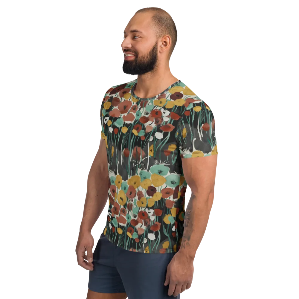 Midnight Poppies on Men's Athletic T-Shirt — Left