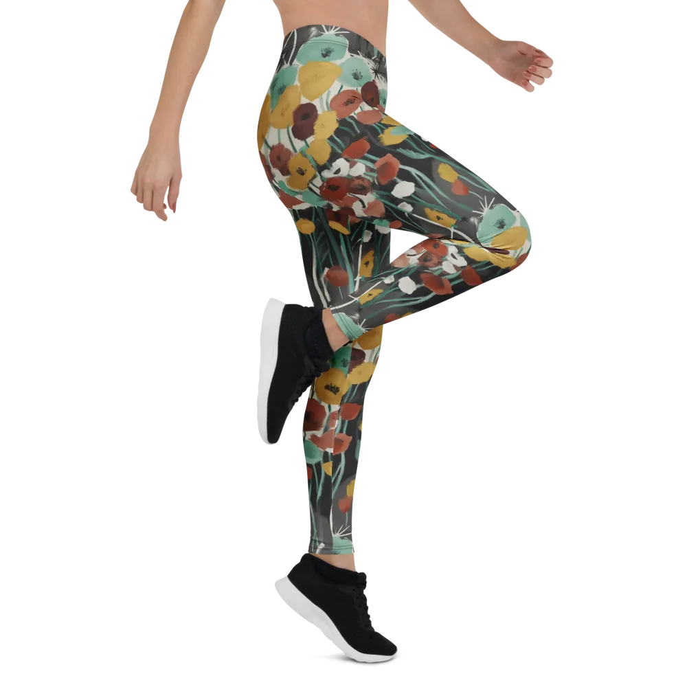 Midnight Poppies on Leggings — Right