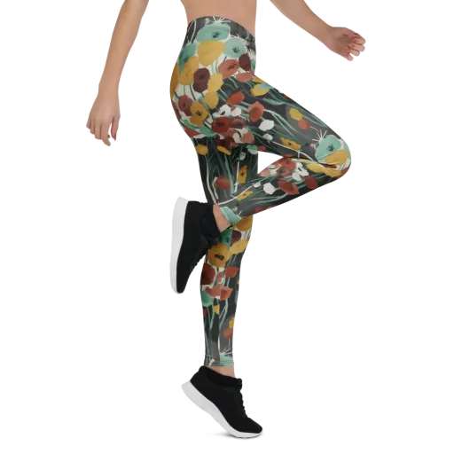 Midnight Poppies on a Leggings