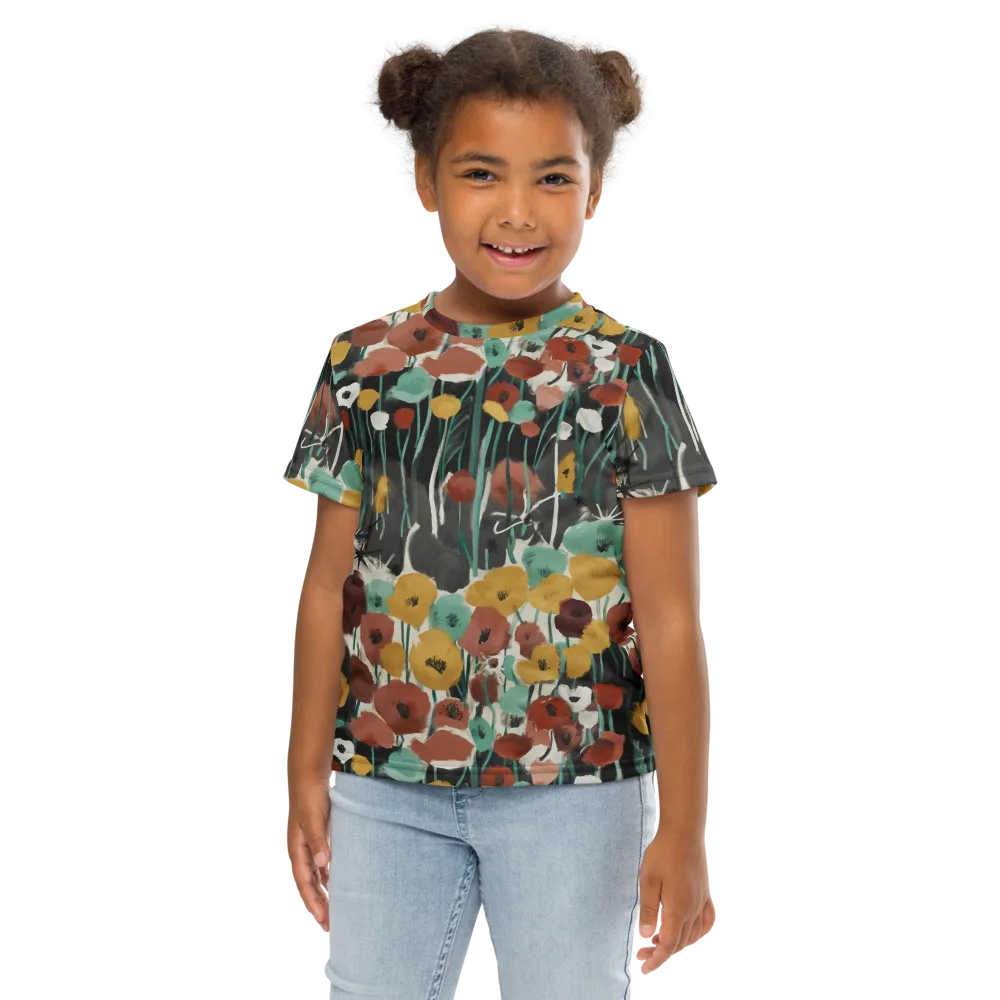 Midnight Poppies on Kids Crew Neck T-Shirt — Front