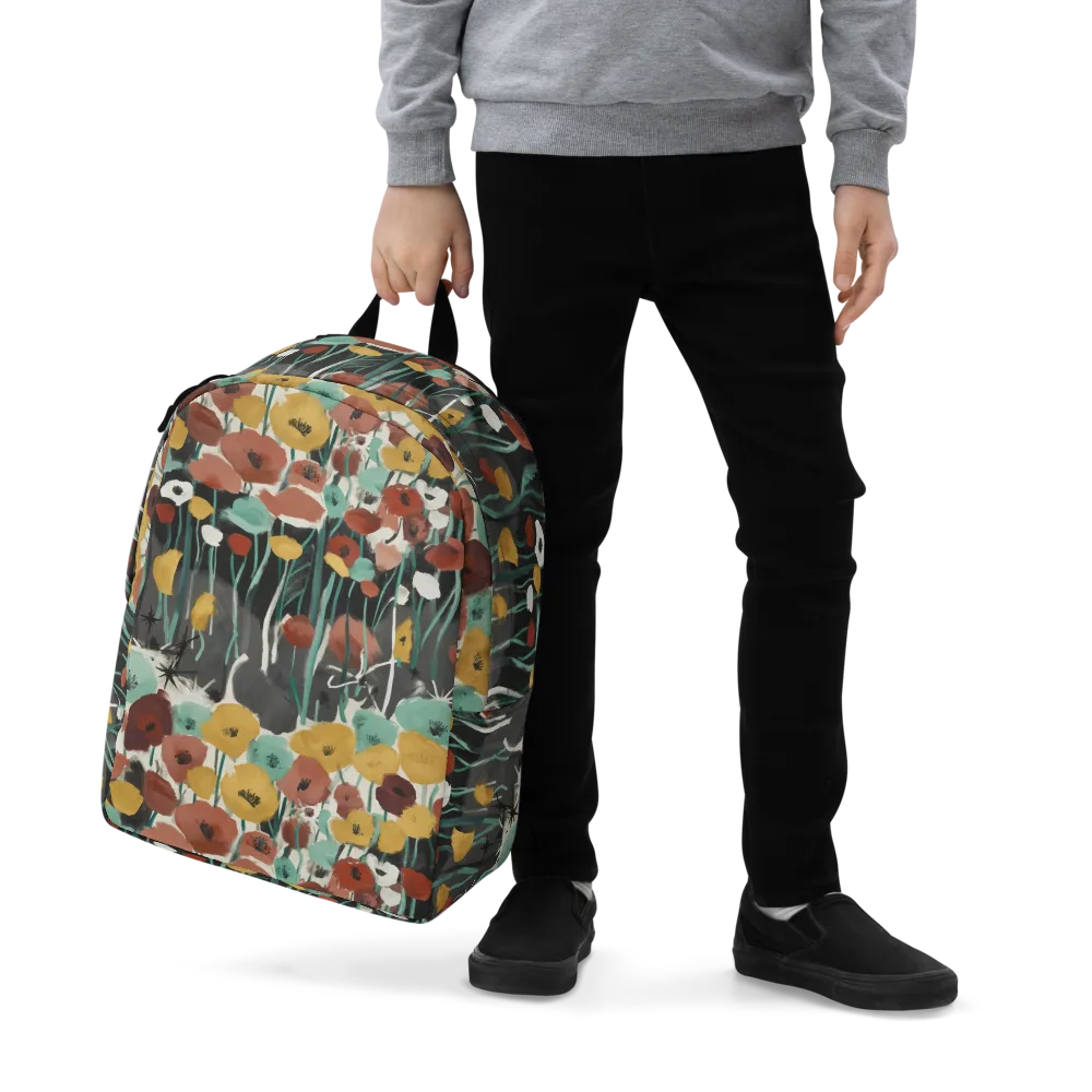 Midnight Poppies on Minimalist Backpack — Zoomed-in