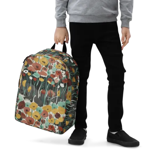 Midnight Poppies on a Minimalist Backpack