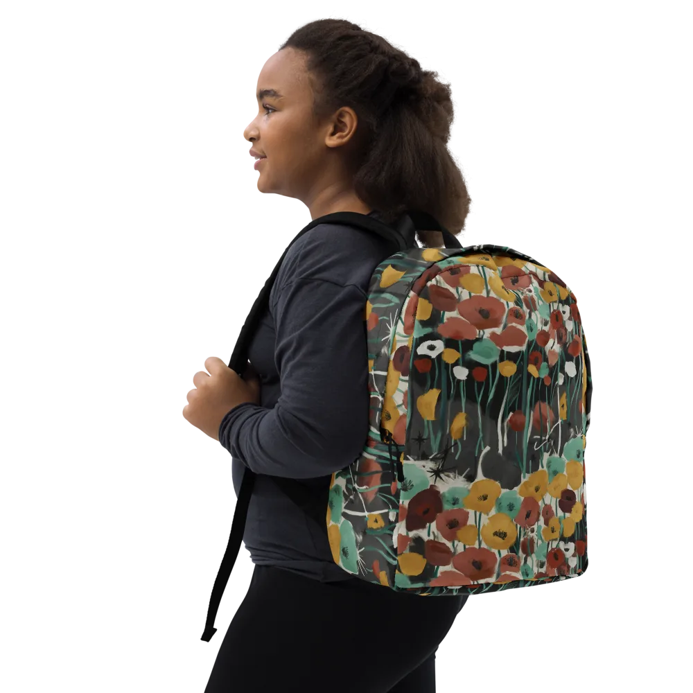 Midnight Poppies on Minimalist Backpack — Right Front